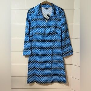NEW Melly M Geometric Collared Golf Dress Blue Size 8
